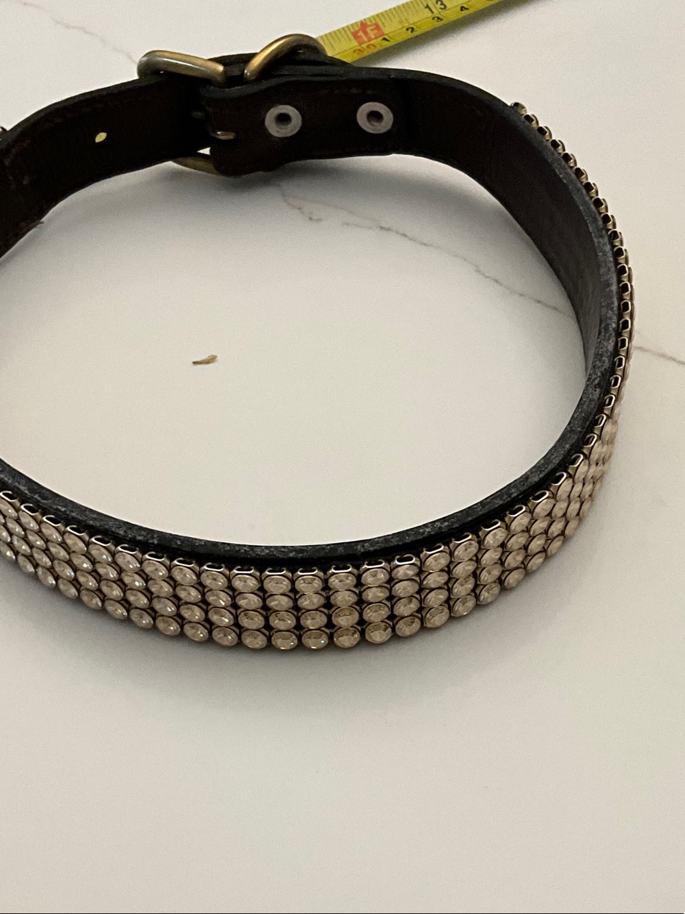 Diamond Dogs drark brown rhinestone dog collar
